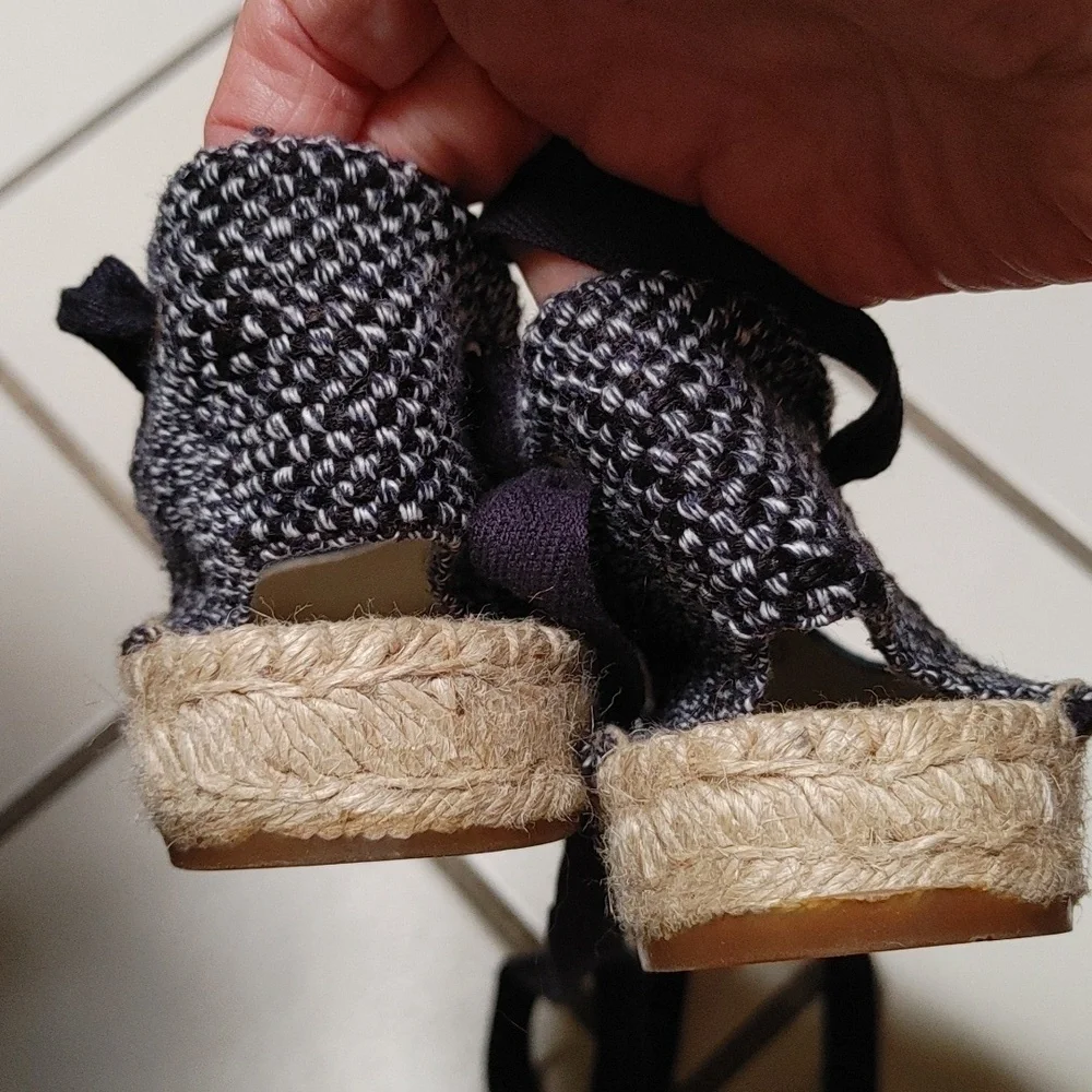 Soludos Denim Lace-Up Flat Espadrille Size 7